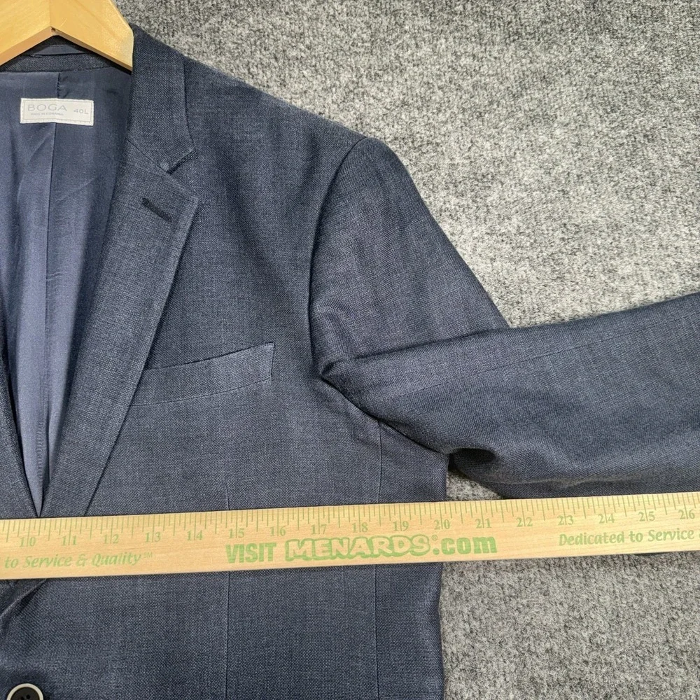 Boga Blazer Men's 40L Blue Silk Linen Blend Double Vented Casual Preppy Romania